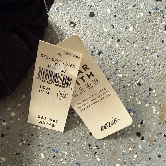 aerie Black Ribbed Halter One-Piece Swimsuit - Picture 4 of 5